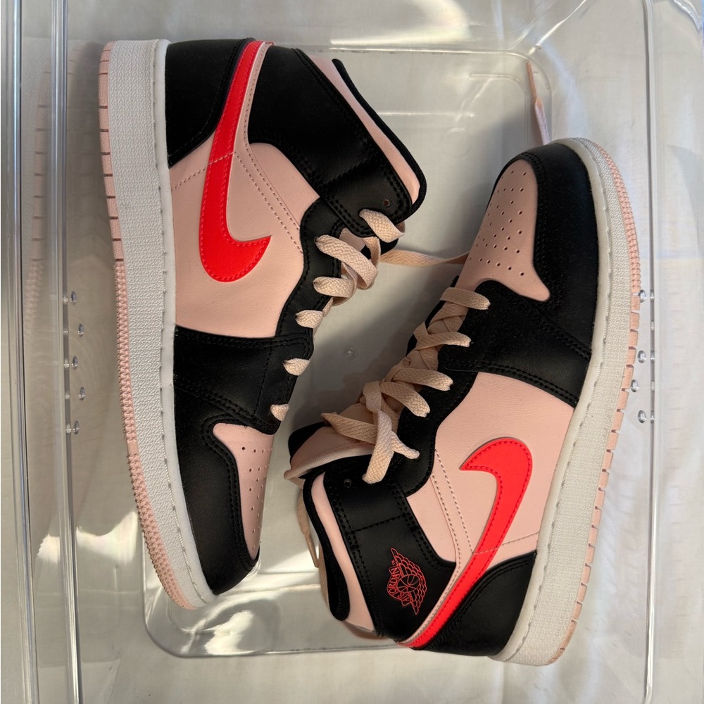 Black and Pink High-Top Sneakers with Hot Pink Accents